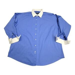 Donald J Trump Dress Shirt Mens 19 34/35 Big Blue French Cuff Contrast Collar